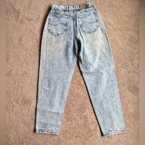 Lee 80's Vintage Union Made Acid Wash High Waisted Tapered Leg Mom Jeans 10 - Picture 3 of 5